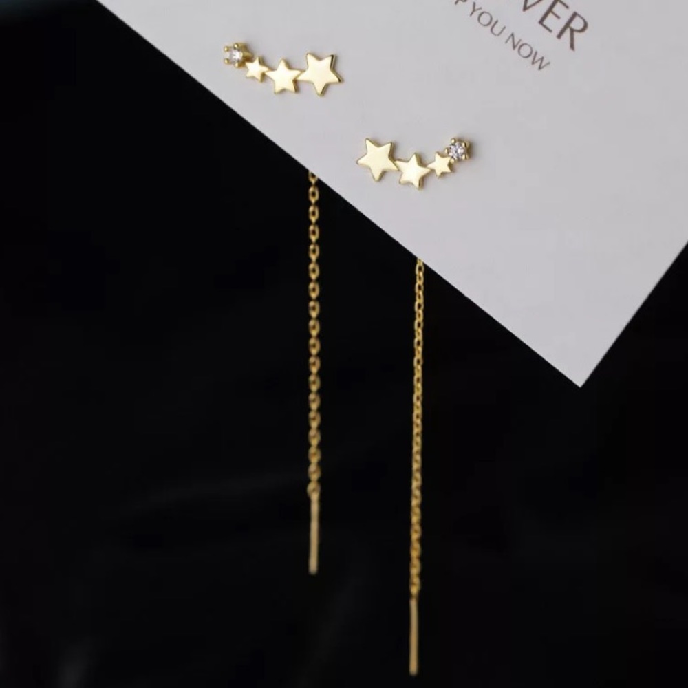 ⭐️Insta 18K Gold  plated threader earrings - Picture 3 of 7